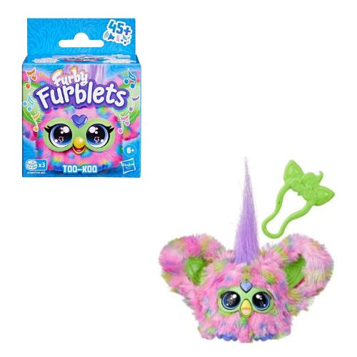 (Mis 0) FURBY FURBLETS Too-Koo Peluche Portachiavi 10cm c/suono c/bagclip removibile …x24